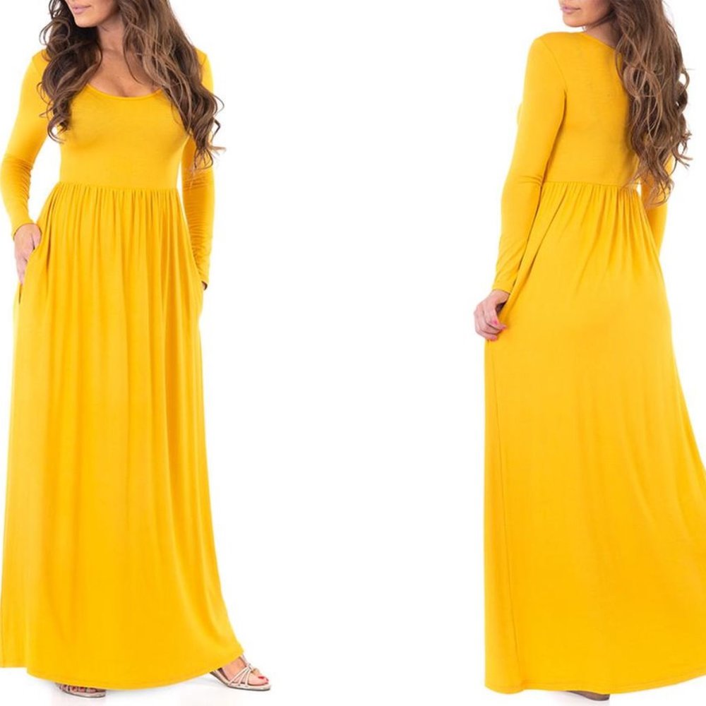 Women's Long-Sleeve Maxi Dress with Pockets